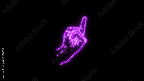 Fuck You Fuck Off Provocation Gesture Neon Sign Fluorescent Light Glowing On Black Background Symbol Obscene Fuck You By Neon Lights Royalty High Quality Free Stock Of Hand Middle Finger Wall Mural Jangnhut