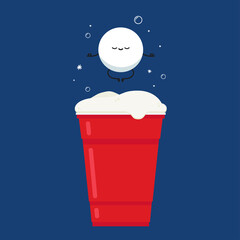 Red beer cup and ball character. design. wallpaper. ball character.