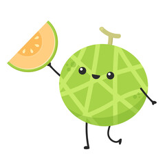 Melon character design. melon on white background. wallpaper. symbol. logo design.