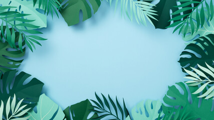 Paper cut leaves banner composition