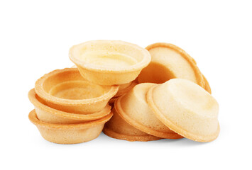 Sweet tartlet with berries on white background