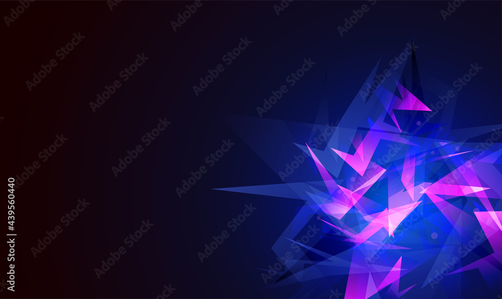 Poster abstract shapes explosion. shards of broken glass. glowing dynamic background for sport, music or co