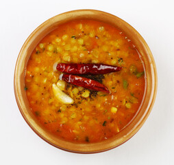 Dal tadka - Northern Indian Food. Yellow Dal Fry, served with roti flatbread