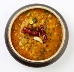 Dal tadka - Northern Indian Food. Yellow Dal Fry, served with roti flatbread