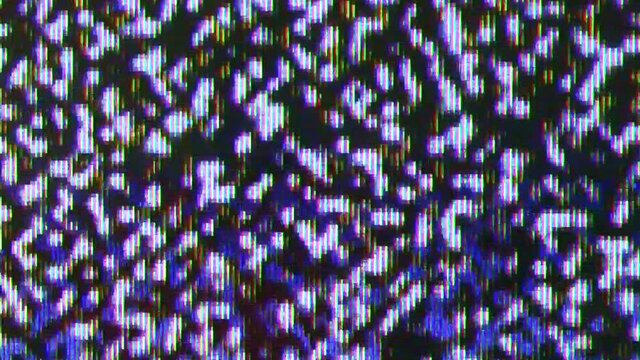 Close up view at a plasma tv while showing random white noise