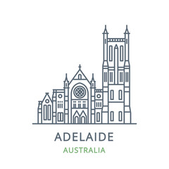Fototapeta premium Adelaide city, Australia. Line icon of the famous and largest city in South Australia. Outline icon for web, mobile, and infographics. Landmark and famous building. Vector illustration, white isolated