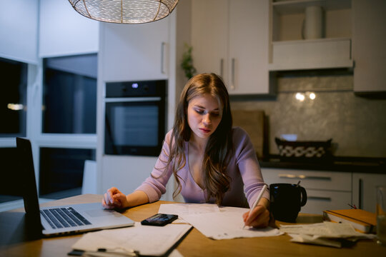 Female working online from home 