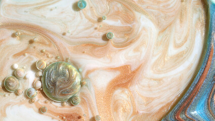 Beautiful acrylic color abstract background. Colored marble mixed ink abstraction.