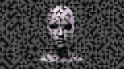 Female face illustration on abstract background
