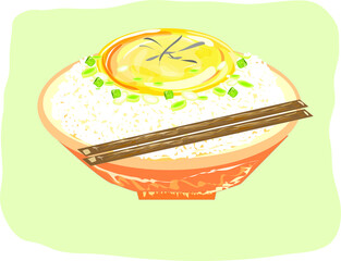 White Rice With Raw Egg japanese food, Illustrator food
