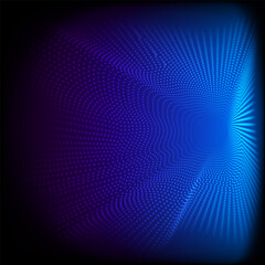 Abstract dynamic dots wave 3D pattern particles on blue background and texture Big data Digital rendering illustration