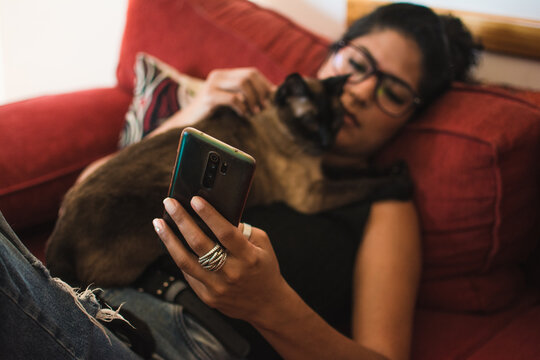 Woman taking a break at home