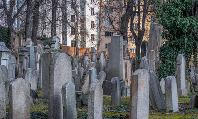 The Old Jewish Cemetery at Žižkov, Prague, Czechia; Starý židovský hřbitov na Žižkov -...