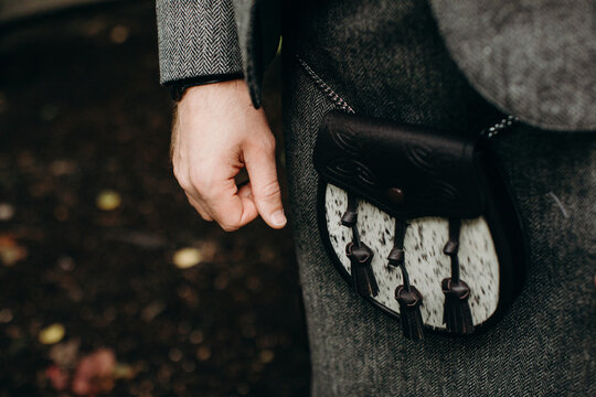 Closeup of Sporran and Scottish Kilt