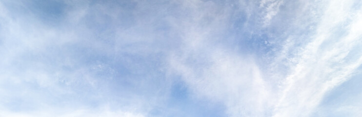 Panorama blue sky background with tiny clouds.