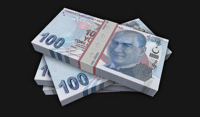 Turkish lira money banknotes pack illustration