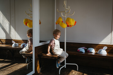 Picking an outfit  for an Easter Egg Hunt 