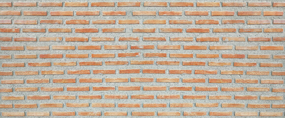 Red Brown Vintage Brick Wall texture seamless pattern. Horizontal Wide Brickwall Background. Grungy Red Brick Blank Wall Texture.