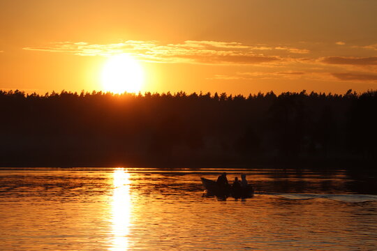 Jezioro Orle koło Augustowa, zachód słońca