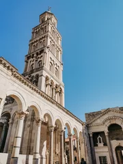 Deurstickers Low angle view of St.Domnius Cathedral and part of Diocletian's palace in Split Croatia. © Marko Klarić/Wirestock