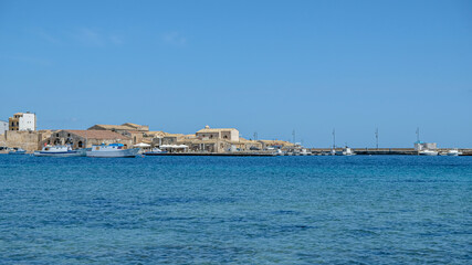 Fototapeta na wymiar Sicily, province of Syracuse. View of the town of Marzamemi, an idylic fishing village.