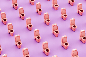 Pattern of Pink toilet on violet background