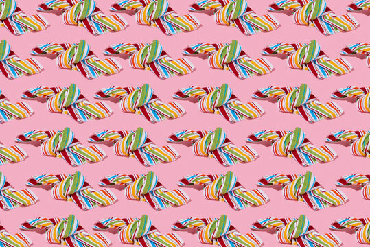 mosaic of striped beach towels
