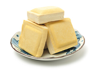 Tofu on a white background