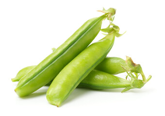 Fresh peas on white background