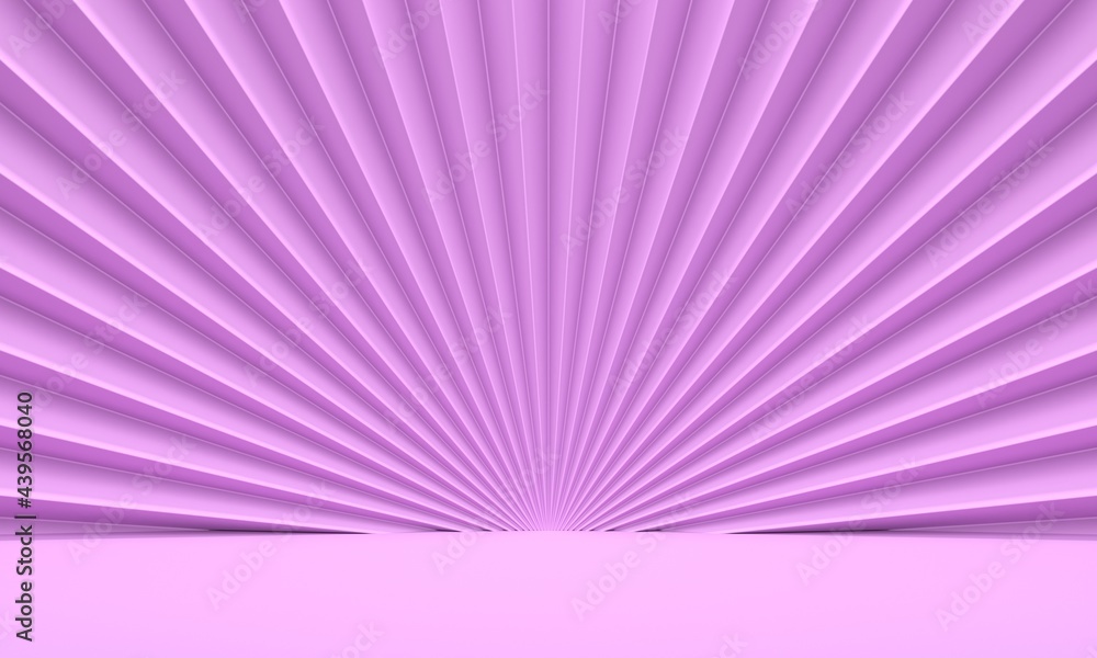 Poster pink abstract background with embossed wall fan. backdrop design for product promotion. 3d rendering