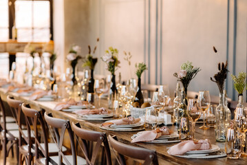 Long Table Set Up For Wedding Reception 