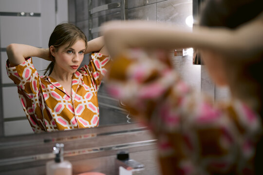 Girl washing her face 
