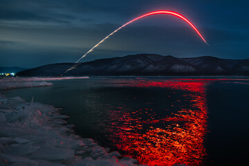 long exposure of a firework at night