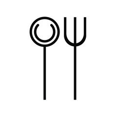 Spoon and fork icon. Vector for web, computer, and mobile app. Black icon. Vector illustration.