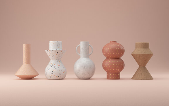 Abstract vase shape composition one row landscape