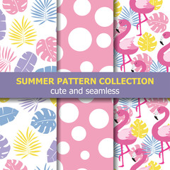 Summer pattern collection. Flamingo theme, Summer banner.