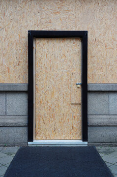 boarded up door
