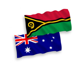 Flags of Australia and Republic of Vanuatu on a white background