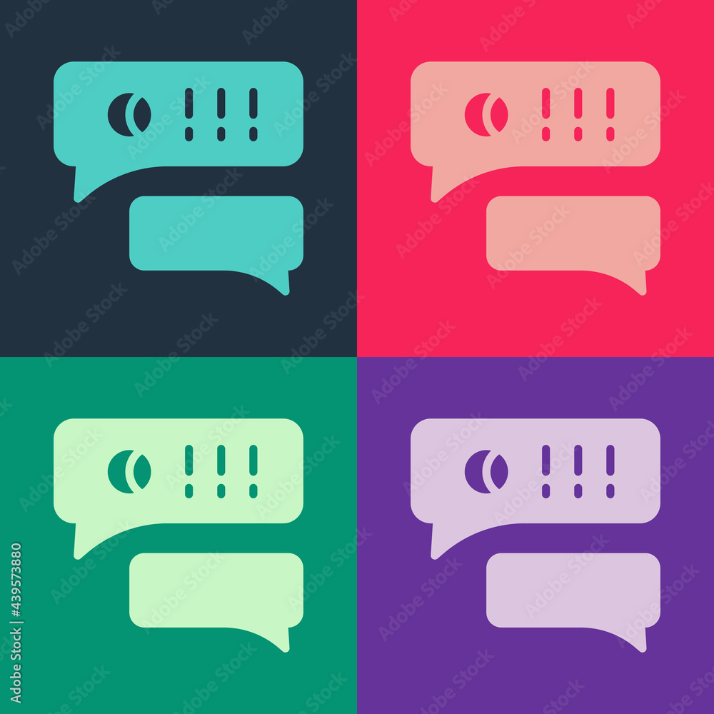 Poster pop art speech bubble chat about baseball game icon isolated on color background. message icon. comm
