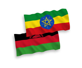 Fototapeta premium Flags of Malawi and Ethiopia on a white background