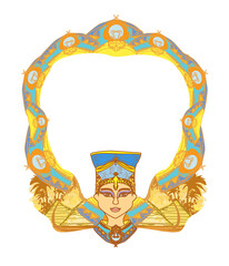 vintage decorative frame with Egyptian queen Cleopatra