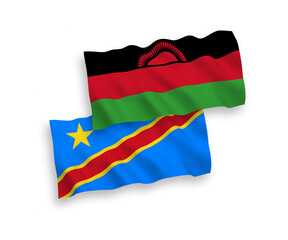 Flags of Malawi and Democratic Republic of the Congo on a white background