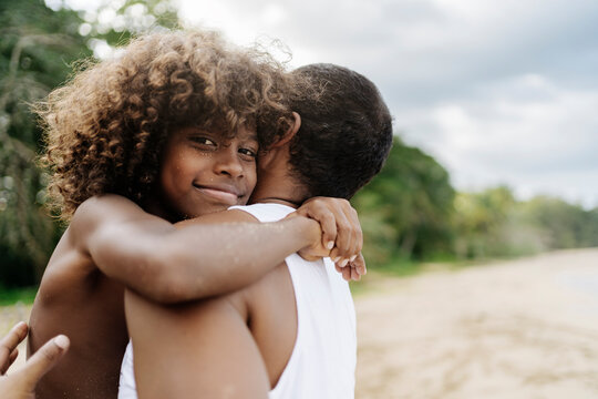 Dad and Son Hugging Portrait