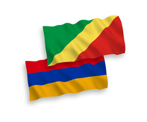 Flags of Republic of the Congo and Armenia on a white background