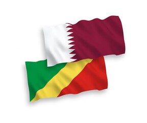Flags of Republic of the Congo and Qatar on a white background