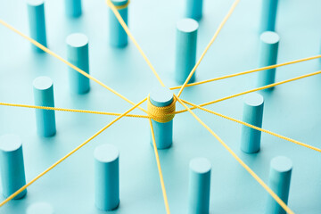 Unconnected pegs around center of network