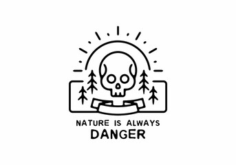 Black line art illustration of danger nature