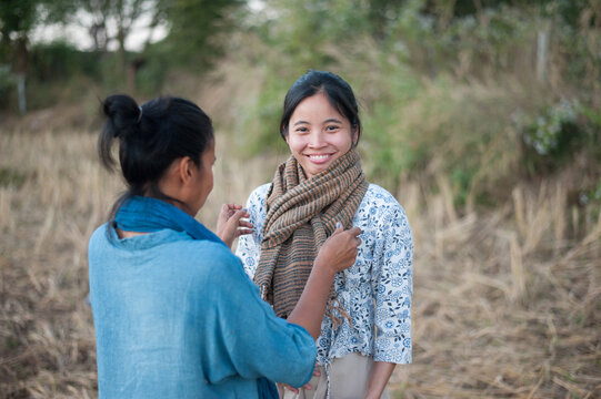 Portrait of two rural asian women