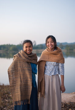 Portrait of two rural asian women