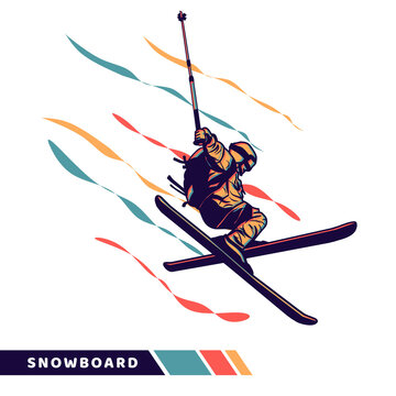 vector illustration snowboard with motion color vector artwork